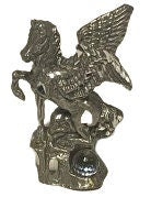 Pewter Prancing Unicorn with Crystal Ball - Enchanting 1.6-Inch Fantasy Figurine