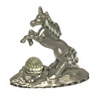 Majestic Pewter Prancing Unicorn With Crystal Ball - A Miniature Wonderland at 1.3 Inches Tall